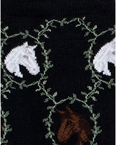 Women cotton socks Maison Broussaud Les Chevaux (Black)
