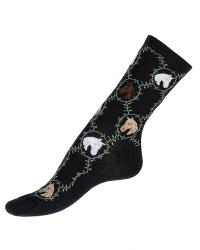 Chaussettes femme en coton Maison Broussaud Les Chevaux (Marine)