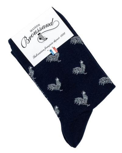 Women cotton socks Maison Broussaud Les Poules (Marine)