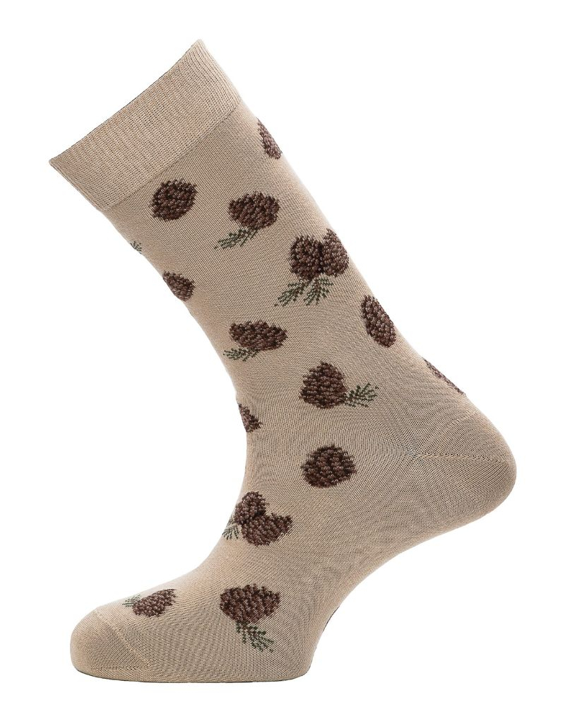 Men's cotton socks Maison Broussaud Les Pommes de Pin (Beige)