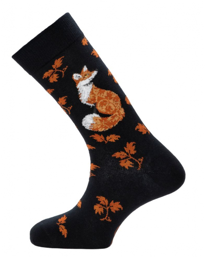Calcetines de algodón para hombre Maison Broussaud Le Renard (Negro)