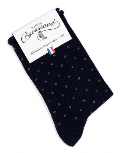Women wool socks Maison Broussaud Pois Bord Roulotte (Marine)
