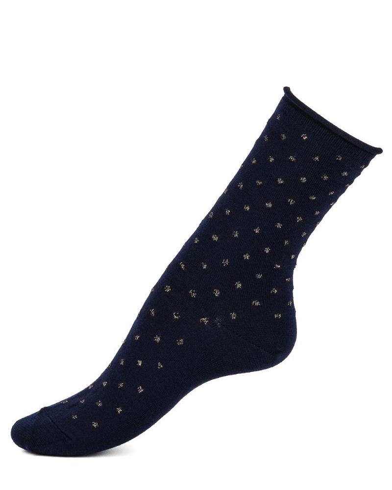 Chaussettes femme en laine Maison Broussaud Pois Bord Roulotte (Marine)