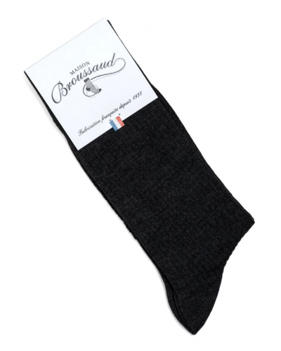 Chaussettes coton jersey cachemire et soie homme Maison Broussaud Fausses Côtes (Anthracite)