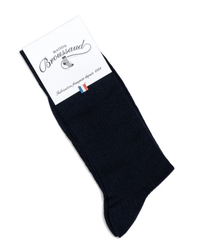 Calcetines de algodón jersey cachemir y seda para hombre Maison Broussaud Fausses Côtes (Marine)