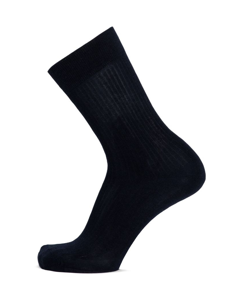 Men's jersey cotton cashmere and silk socks Maison Broussaud Fausses Côtes (Marine)