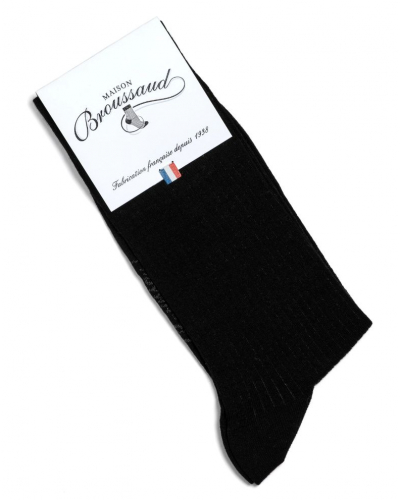 Chaussettes coton jersey cachemire et soie homme Maison Broussaud Fausses Côtes (Noir)