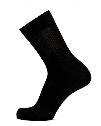 Men's jersey cotton cashmere and silk socks Maison Broussaud Fausses Côtes (Black)