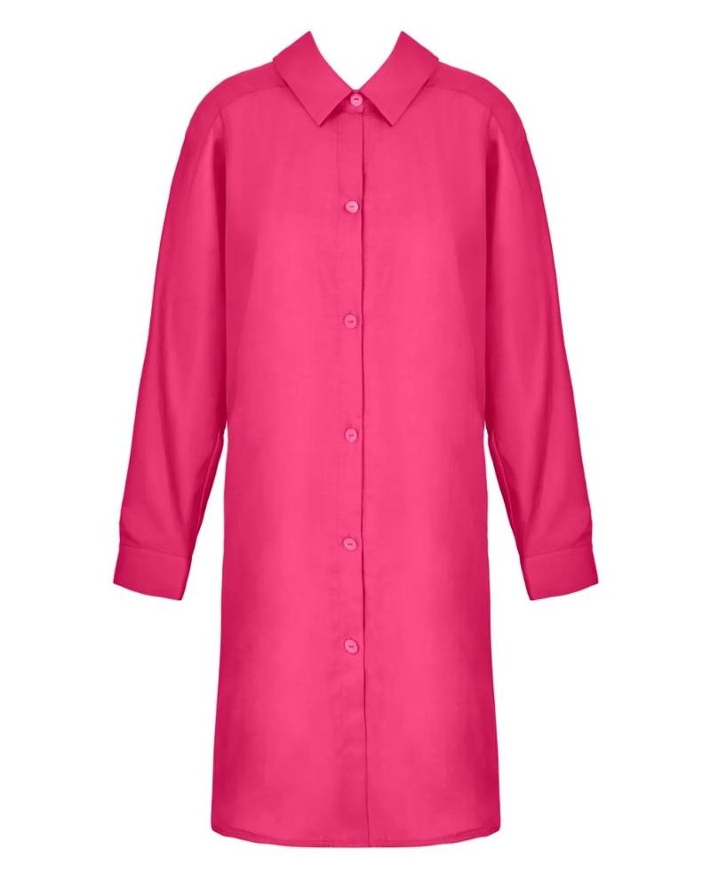 Chemise de plage en coton et soie Lise Charmel Voyage d'Eté (Fuschia Sillage)