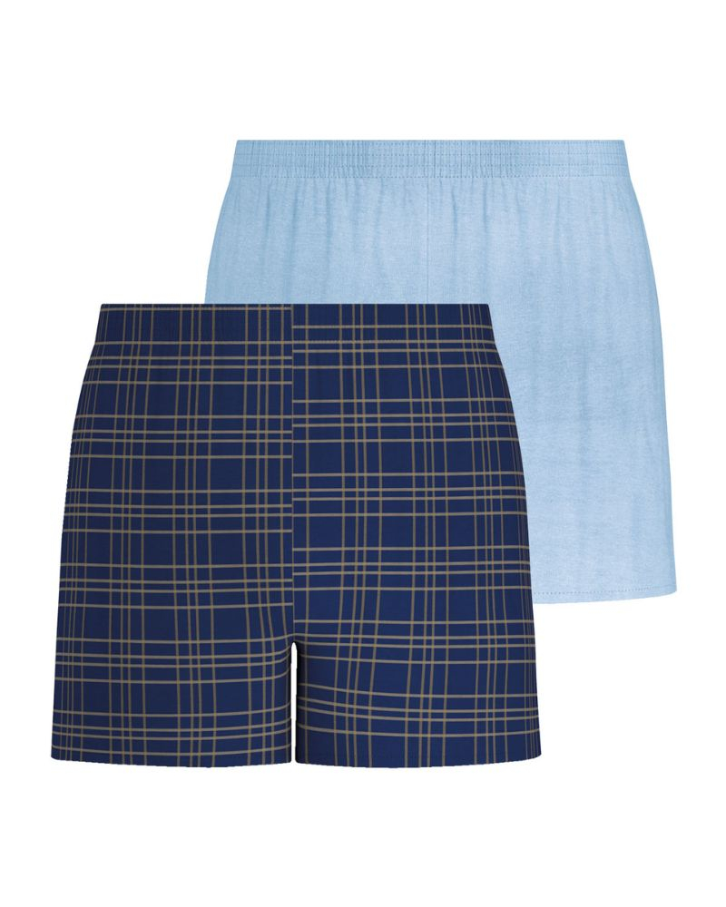 Lot de 2 caleçons 100% Coton Eminence Chaine et Trame (Marine/Ciel)