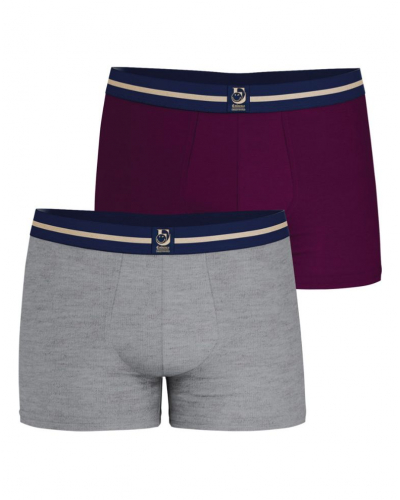 Pack of 2 stretch cotton boxers SmileyWorld X Eminence (Gris Chiné/Bordeaux)