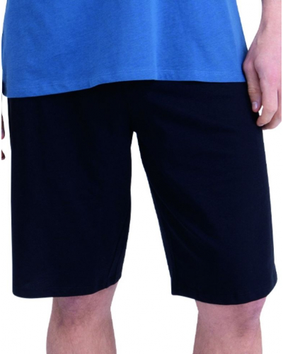 Pijama corto cuello redondo 100% algodón Athena (Bleu/Noir)