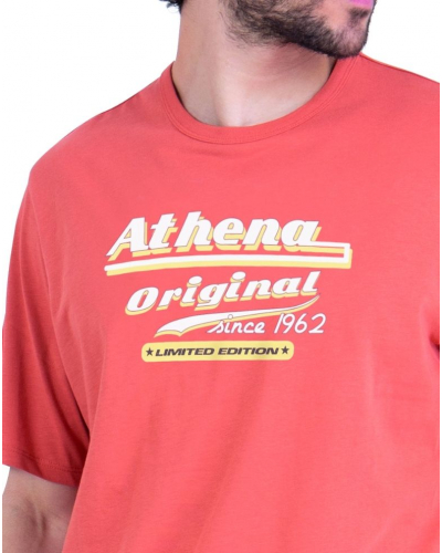 Pijama corto 100% algodón Athena Ecopack Vintage (Terracotta/Noir)