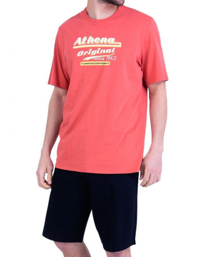 Pijama corto 100% algodón Athena Ecopack Vintage (Terracotta/Noir)