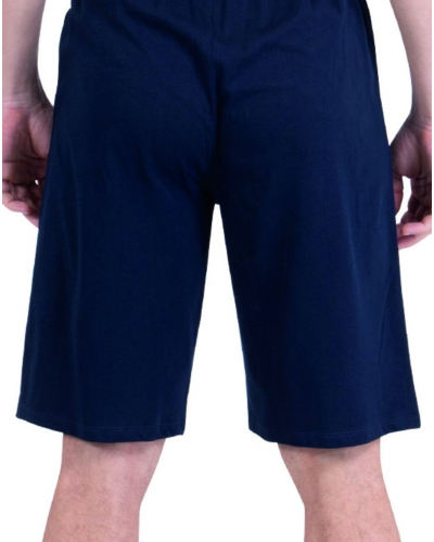 Pyjama court col V 100% coton Athena EcoPack Construction (Bleu gris/Marine)
