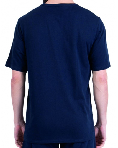 Pijama corto cuello V 100% algodón Athena EcoPack Construction (Bleu gris/Marine)