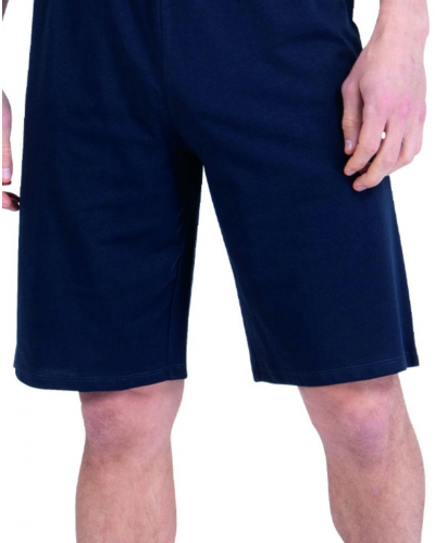 V-neck short pyjama 100% cotton Athena EcoPack Construction (Bleu gris/Marine)