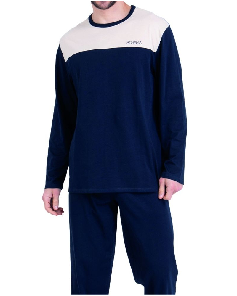 Pijama corto 100% algodón Athena EcoPack Construction (Sable/Marine)