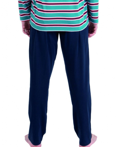 Pyjama long 100% coton Athena Rayures Aventures (Vert canard/Marine)
