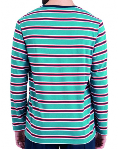 Pijama largo 100% algodón Athena Rayures Aventures (Vert canard/Marine)