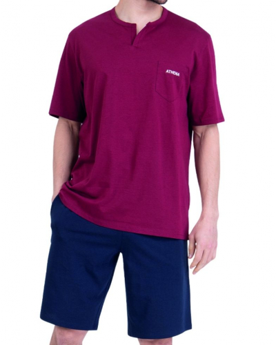 Pyjama court 100% coton bio Athena Chic (Prune/Marine)