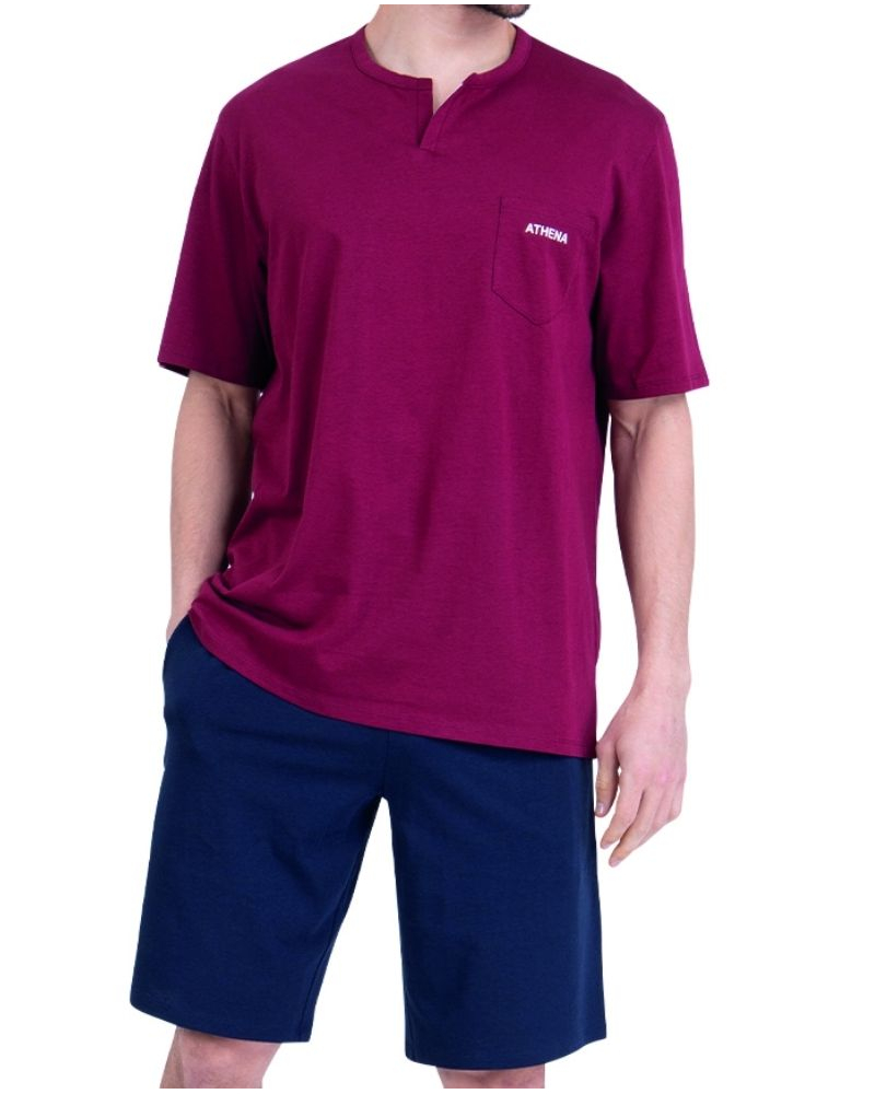 Short pyjamas 100% organic cotton Athena Chic (Prune/Marine)