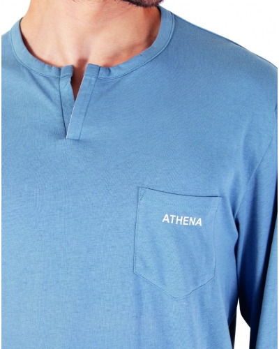 Pyjama long 100% coton bio Athena Chic (Bleu Mirage/Marine)