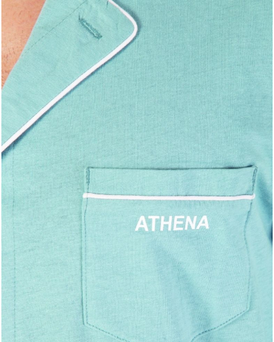 Pyjama long 100% coton bio Athena Chic (Bleu gris/Marine)