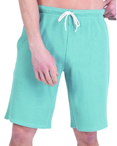 Pyjama court 100% coton Athena Waffle (Bleu lavande/Vert pin)