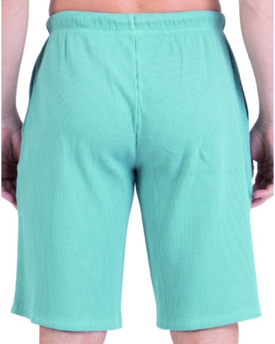 Pijama corto 100% algodón Athena Waffle (Bleu lavande/Vert pin)