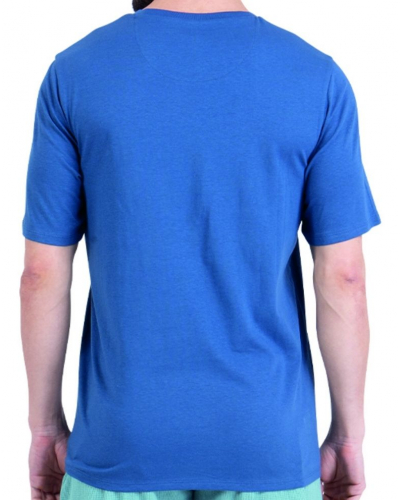 Pyjama court 100% coton Athena Waffle (Bleu lavande/Vert pin)