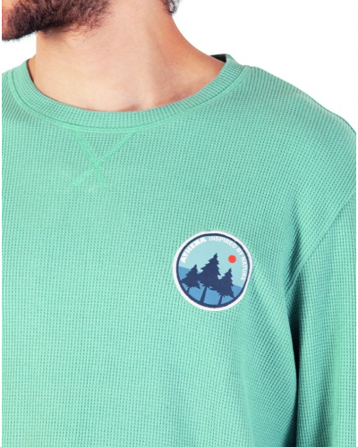Long pyjamas 100% cotton Athena Waffle (Vert pin/Bleu lavande)