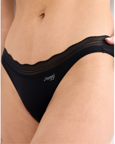 Lot de 2 slips mini Sloggi Go Blush (Noir)