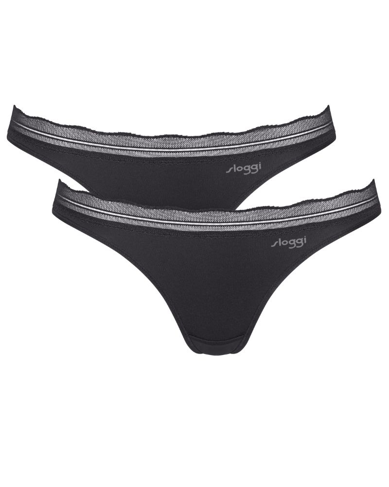 Lot de 2 slips mini Sloggi Go Blush (Noir)