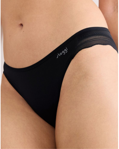 Lotte de 2 calzoncillos escotados Sloggi Go Blush (Negro)