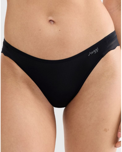 Lotte de 2 calzoncillos escotados Sloggi Go Blush (Negro)