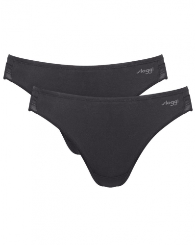 Lotte de 2 calzoncillos escotados Sloggi Go Blush (Negro)