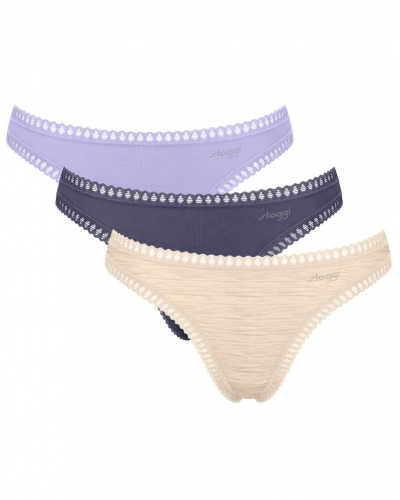 Tanga algodón Sloggi Go Crush (Paquete de 3) (Lilac Light Combination)