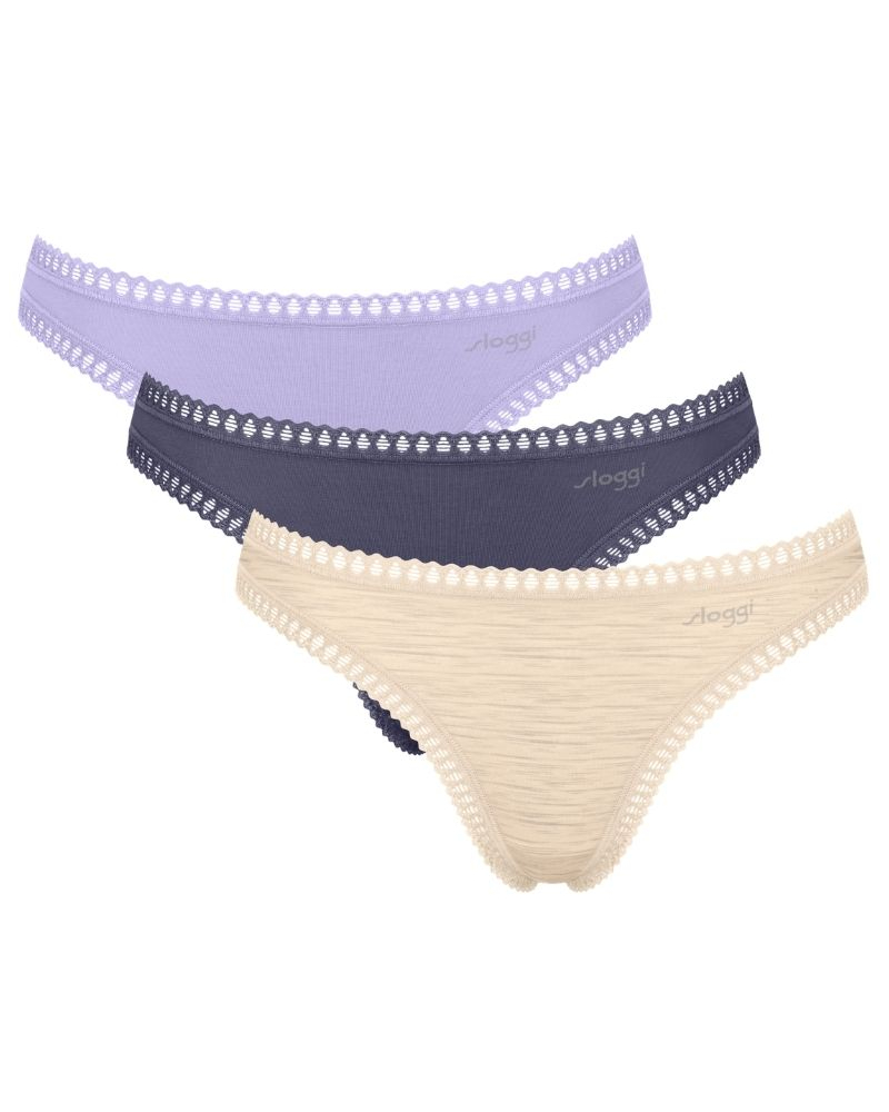 Tanga algodón Sloggi Go Crush (Paquete de 3) (Lilac Light Combination)
