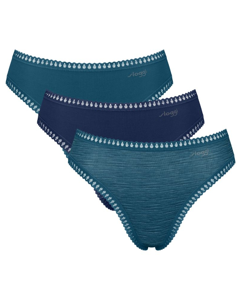 Calzoncillo escotado algodón Sloggi GO Crush (Paquete de 3) (Turquoise Light Combination)