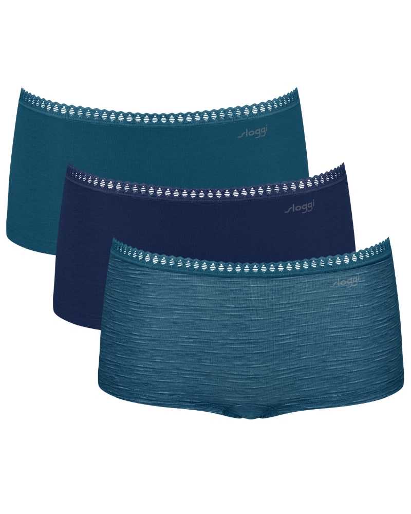 Boxer coton bio Sloggi GO Crush (Lot de 3) (Turquoise Light Combination)