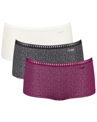 Boxer short cotton Sloggi GO Crush (Pack of 3) (Blanc/Noir/Violet)