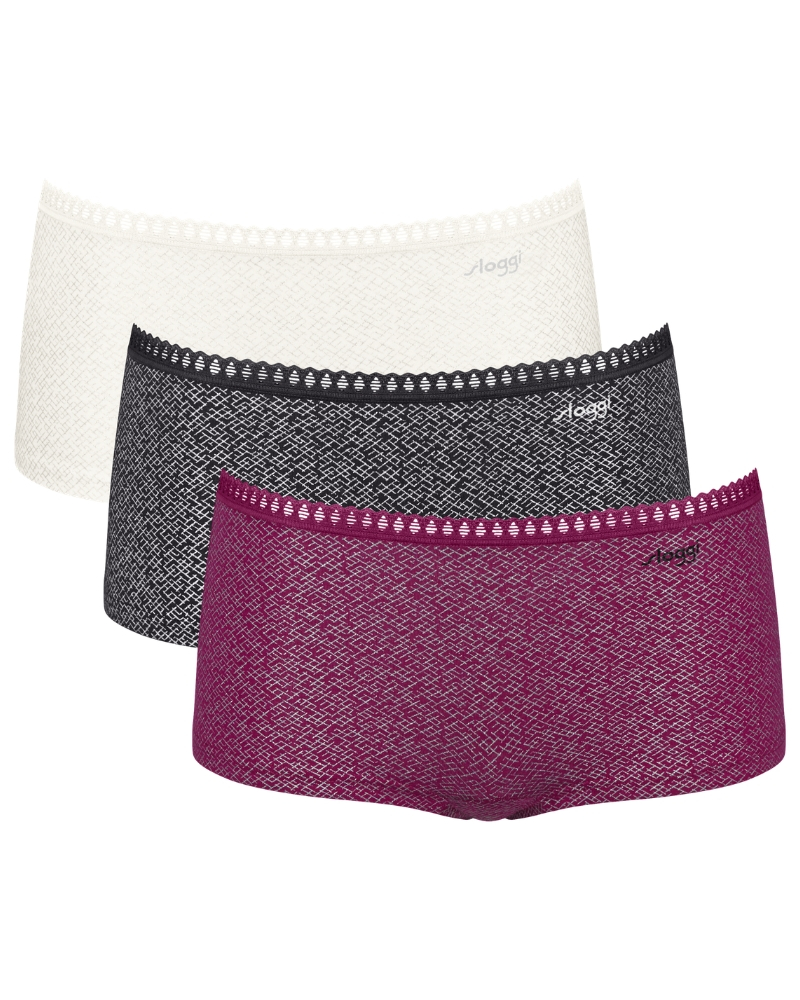 Boxer short cotton Sloggi GO Crush (Pack of 3) (Blanc/Noir/Violet)