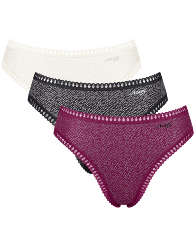 High-cut brief cotton Sloggi GO Crush (Pack of 3) (Blanc/Noir/Violet)