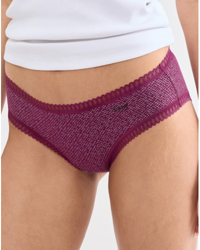 Hipster algodón Sloggi GO Crush (Paquete de 3) (Blanc/Noir/Violet)