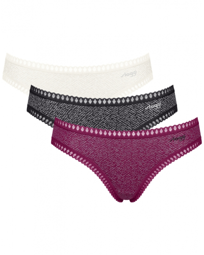 Mini calzoncillo algodón Sloggi GO Crush (Paquete de 3) (Blanc/Noir/Violet)