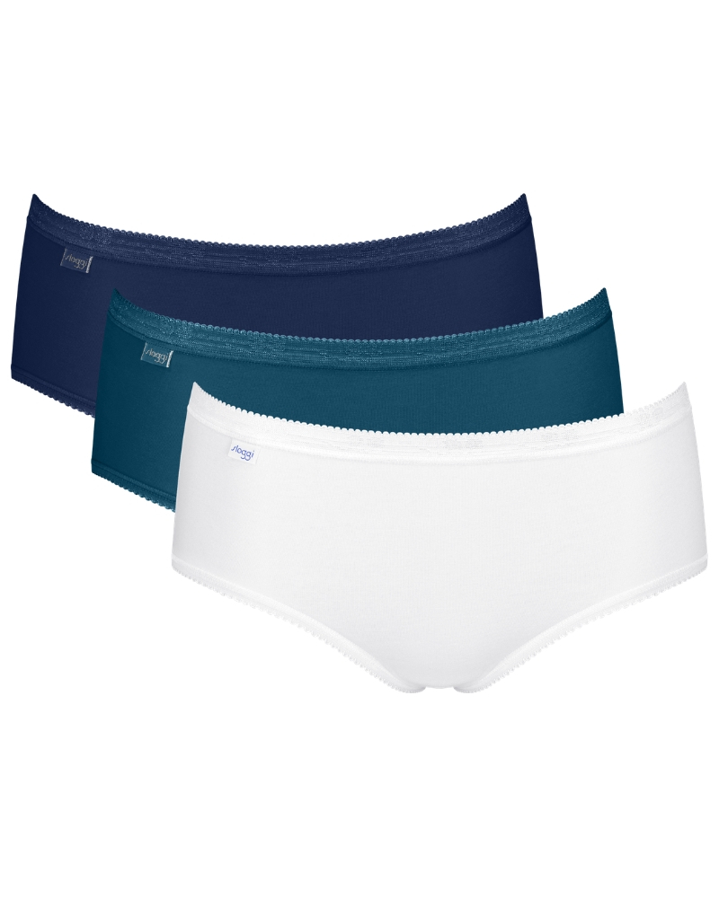 Calzoncillos midi Sloggi Basic + (Paquete de 3) (Bleu/Vert/Blanc)