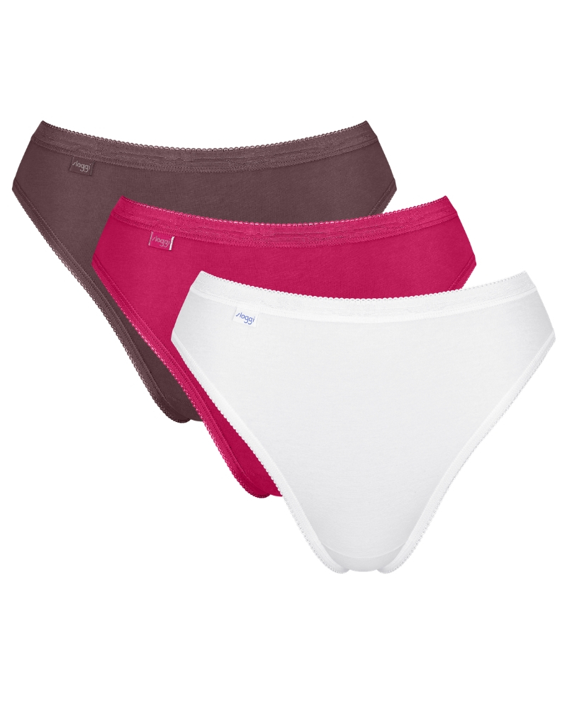 Paquete de 3 calzoncillos tai Sloggi Basic + (Marron/Rose/Blanc)