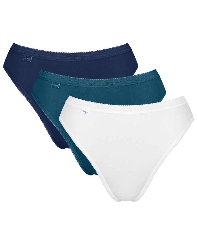 Paquete de 3 calzoncillos tai Sloggi Basic + (Bleu/Vert/Blanc)