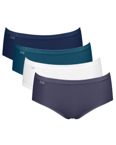 Lot de 4 slips midi Sloggi Basic+ (Blanc/Bleu)